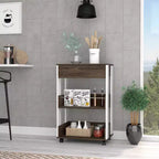 Okak Modern Kitchen Cart with 1 Drawer and 2 Shelves, Kitchen Island On Wheels, Countertop Organizer for Kitchen, Dining Room, Living Room, Brown