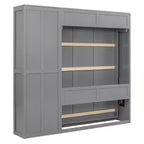 Lit mural escamotable double/grand lit avec étagères, armoire de lit escamotable peu encombrante pour chambre d'amis ou bureau à domicile