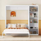 Lit mural escamotable double/grand lit avec étagères, armoire de lit escamotable peu encombrante pour chambre d'amis ou bureau à domicile