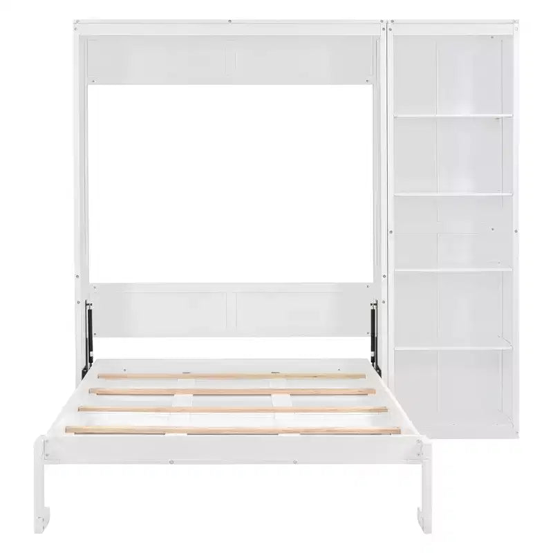 Lit mural escamotable double/grand lit avec étagères, armoire de lit escamotable peu encombrante pour chambre d'amis ou bureau à domicile