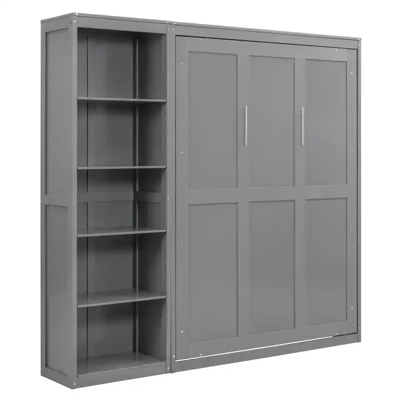 Lit mural escamotable double/grand lit avec étagères, armoire de lit escamotable peu encombrante pour chambre d'amis ou bureau à domicile