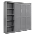 Lit mural escamotable double/grand lit avec étagères, armoire de lit escamotable peu encombrante pour chambre d'amis ou bureau à domicile