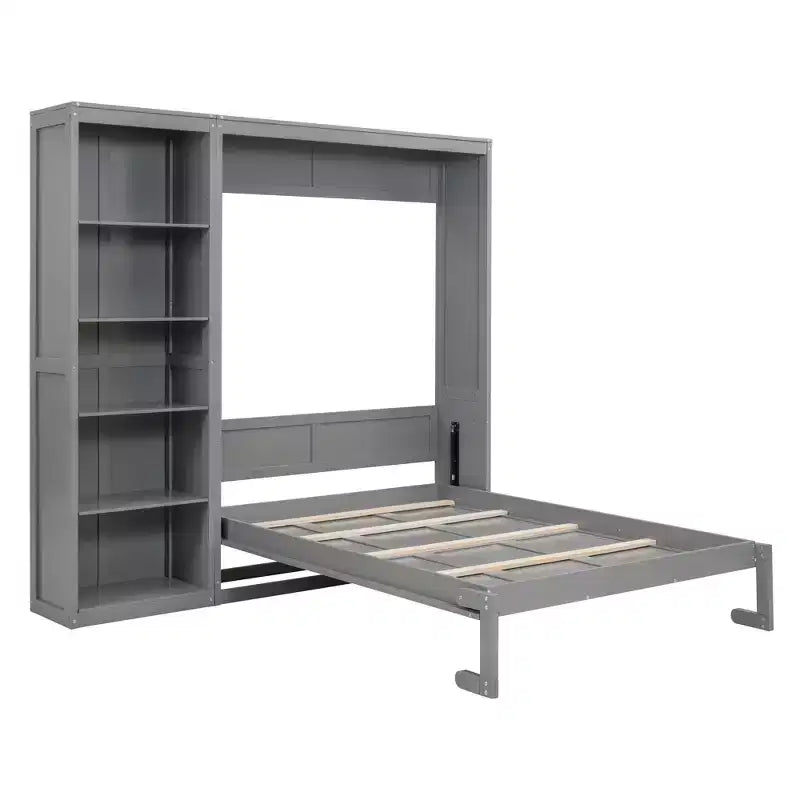 Lit mural escamotable double/grand lit avec étagères, armoire de lit escamotable peu encombrante pour chambre d'amis ou bureau à domicile