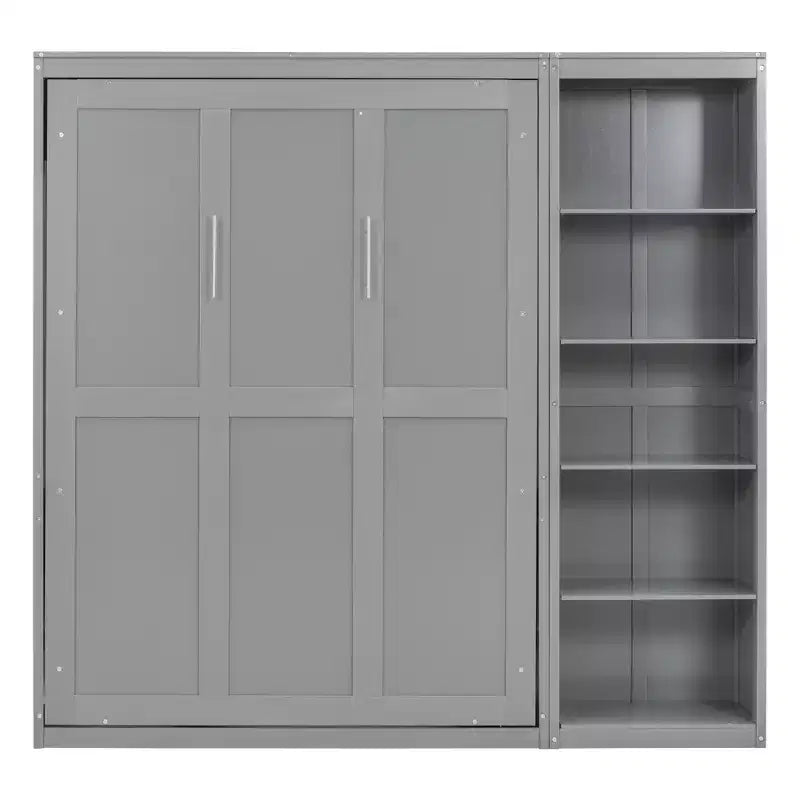 Lit mural escamotable double/grand lit avec étagères, armoire de lit escamotable peu encombrante pour chambre d'amis ou bureau à domicile