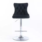 Tabourets de bar Okak pivotants en velours, hauteur comptoir, lot de 2, tabourets de bar pivotants à 360° avec dossier capitonné et cadre argent mat