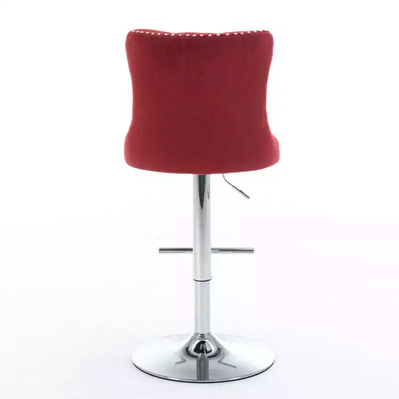 Tabourets de bar Okak pivotants en velours, hauteur comptoir, lot de 2, tabourets de bar pivotants à 360° avec dossier capitonné et cadre argent mat