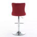 Tabourets de bar Okak pivotants en velours, hauteur comptoir, lot de 2, tabourets de bar pivotants à 360° avec dossier capitonné et cadre argent mat