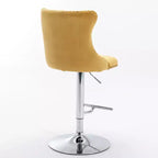 Tabourets de bar Okak pivotants en velours, hauteur comptoir, lot de 2, tabourets de bar pivotants à 360° avec dossier capitonné et cadre argent mat