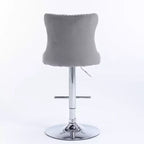 Tabourets de bar Okak pivotants en velours, hauteur comptoir, lot de 2, tabourets de bar pivotants à 360° avec dossier capitonné et cadre argent mat