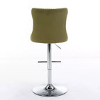 Tabourets de bar Okak pivotants en velours, hauteur comptoir, lot de 2, tabourets de bar pivotants à 360° avec dossier capitonné et cadre argent mat