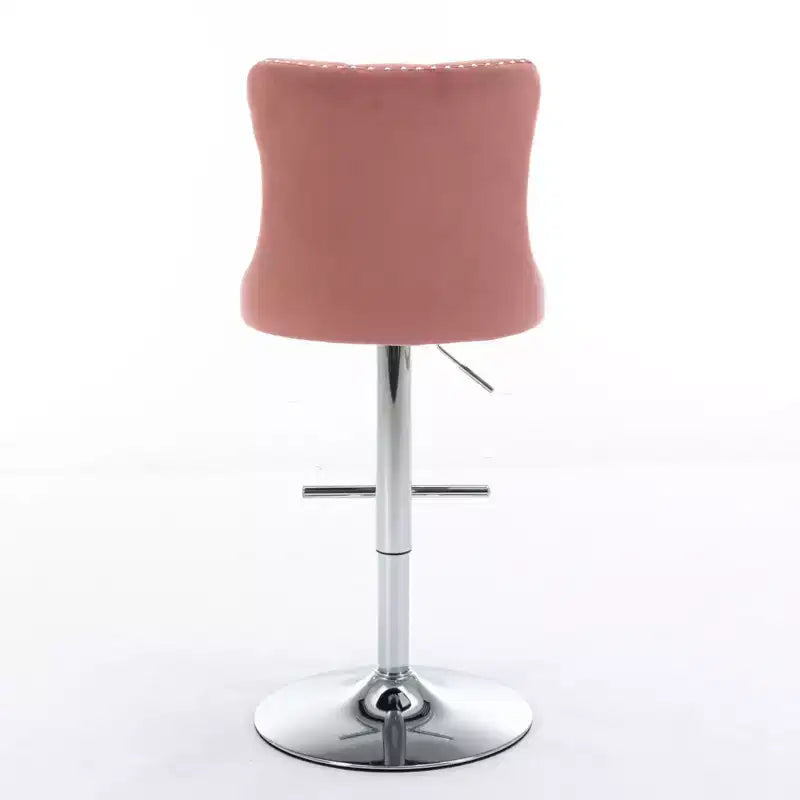 Tabourets de bar Okak pivotants en velours, hauteur comptoir, lot de 2, tabourets de bar pivotants à 360° avec dossier capitonné et cadre argent mat
