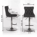Tabourets de bar Okak pivotants en velours, hauteur comptoir, lot de 2, tabourets de bar pivotants à 360° avec dossier capitonné et cadre argent mat