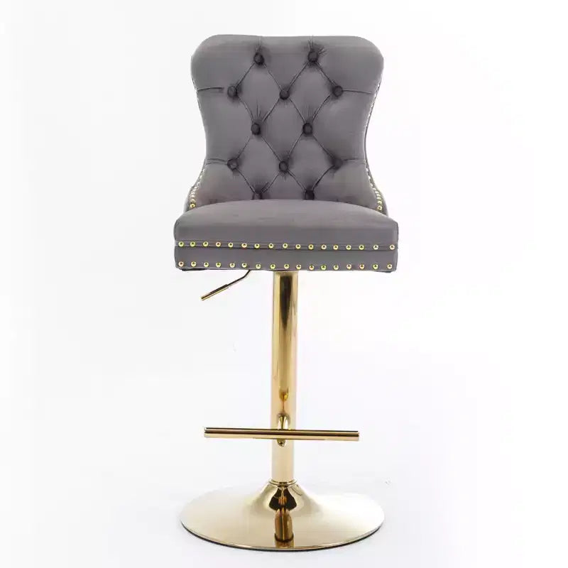 Okak 25-33 Tabourets de bar réglables en hauteur pivotants en velours, lot de 2, chaises de comptoir rembourrées pour la maison, le pub, l'îlot de cuisine
