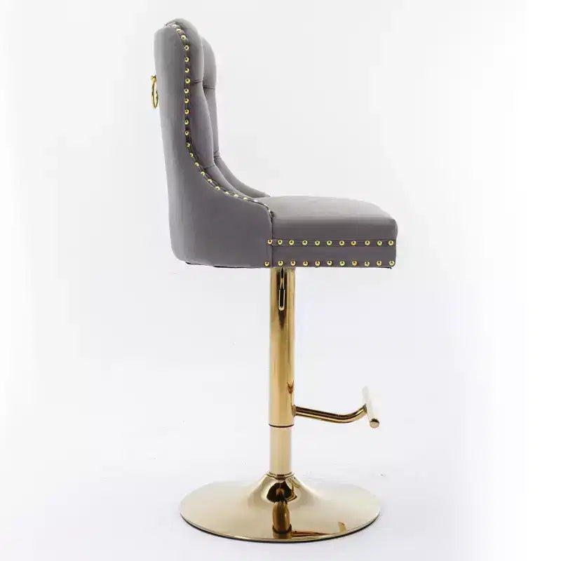 Okak 25-33 Tabourets de bar réglables en hauteur pivotants en velours, lot de 2, chaises de comptoir rembourrées pour la maison, le pub, l'îlot de cuisine