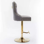 Okak 25-33 Tabourets de bar réglables en hauteur pivotants en velours, lot de 2, chaises de comptoir rembourrées pour la maison, le pub, l'îlot de cuisine