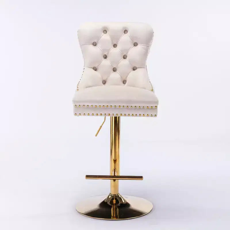 Okak 25-33 Tabourets de bar réglables en hauteur pivotants en velours, lot de 2, chaises de comptoir rembourrées pour la maison, le pub, l'îlot de cuisine