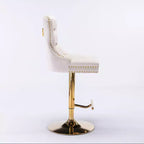 Okak 25-33 Tabourets de bar réglables en hauteur pivotants en velours, lot de 2, chaises de comptoir rembourrées pour la maison, le pub, l'îlot de cuisine