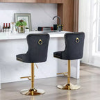 Okak 25-33 Tabourets de bar réglables en hauteur pivotants en velours, lot de 2, chaises de comptoir rembourrées pour la maison, le pub, l'îlot de cuisine