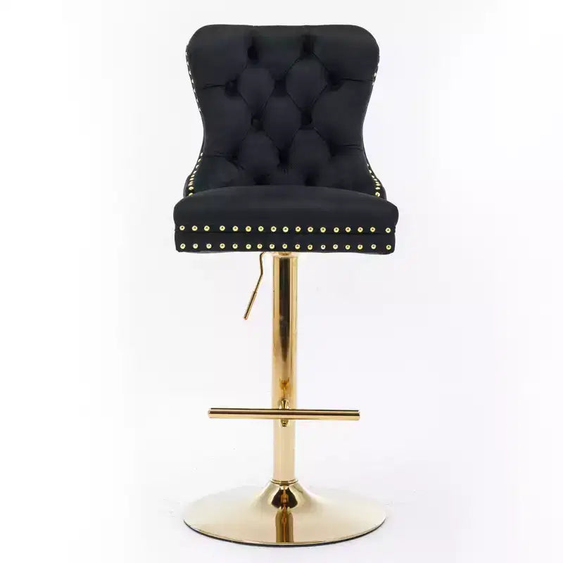 Okak 25-33 Tabourets de bar réglables en hauteur pivotants en velours, lot de 2, chaises de comptoir rembourrées pour la maison, le pub, l'îlot de cuisine