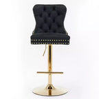 Okak 25-33 Tabourets de bar réglables en hauteur pivotants en velours, lot de 2, chaises de comptoir rembourrées pour la maison, le pub, l'îlot de cuisine
