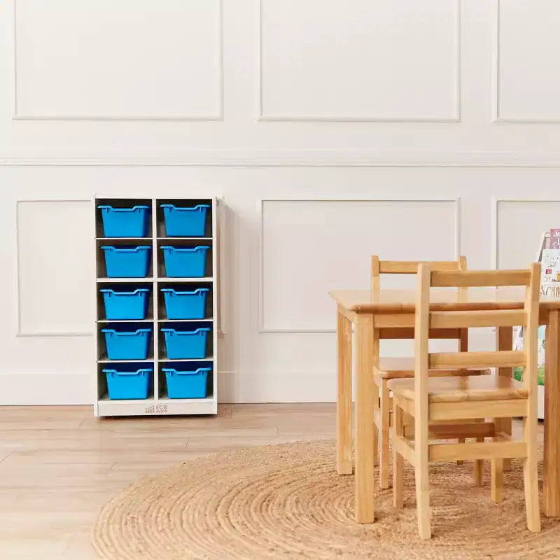 Meuble de rangement mobile ECR4Kids 10 casiers et 10 bacs à façade ouverte, 5x2, Mobilier pour enfants