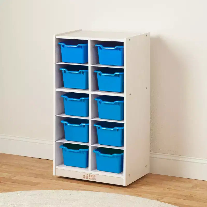 Meuble de rangement mobile ECR4Kids 10 casiers et 10 bacs à façade ouverte, 5x2, Mobilier pour enfants
