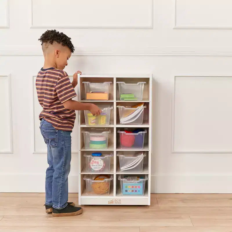 Meuble de rangement mobile ECR4Kids 10 casiers et 10 bacs à façade ouverte, 5x2, Mobilier pour enfants