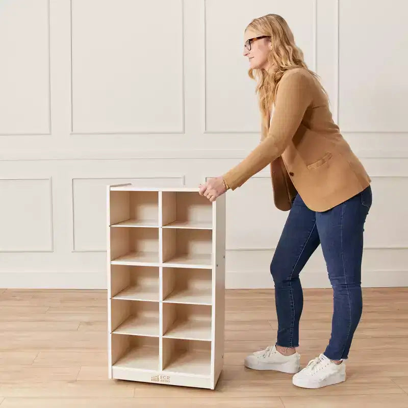 Meuble de rangement mobile ECR4Kids 10 casiers et 10 bacs à façade ouverte, 5x2, Mobilier pour enfants