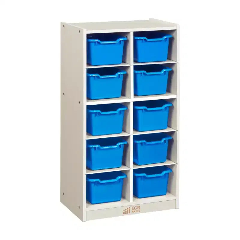 Meuble de rangement mobile ECR4Kids 10 casiers et 10 bacs à façade ouverte, 5x2, Mobilier pour enfants