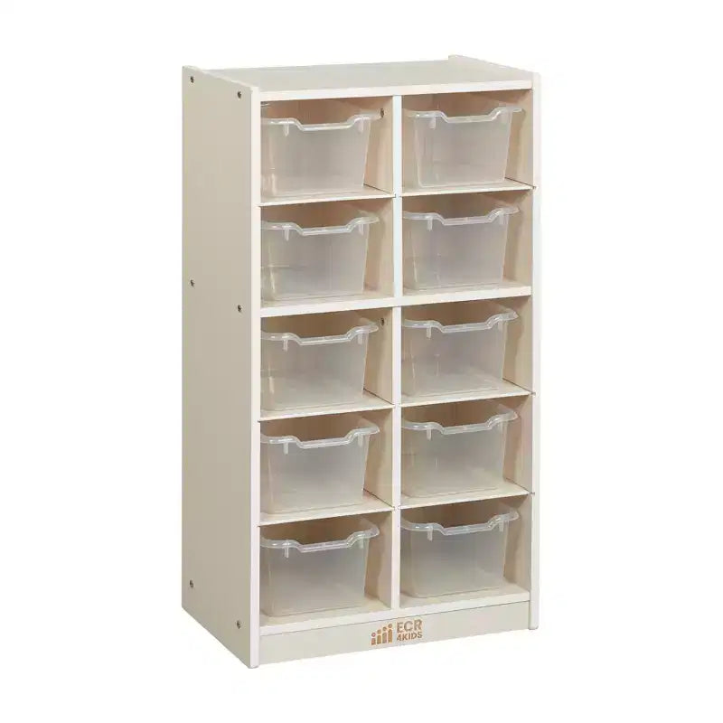 Meuble de rangement mobile ECR4Kids 10 casiers et 10 bacs à façade ouverte, 5x2, Mobilier pour enfants