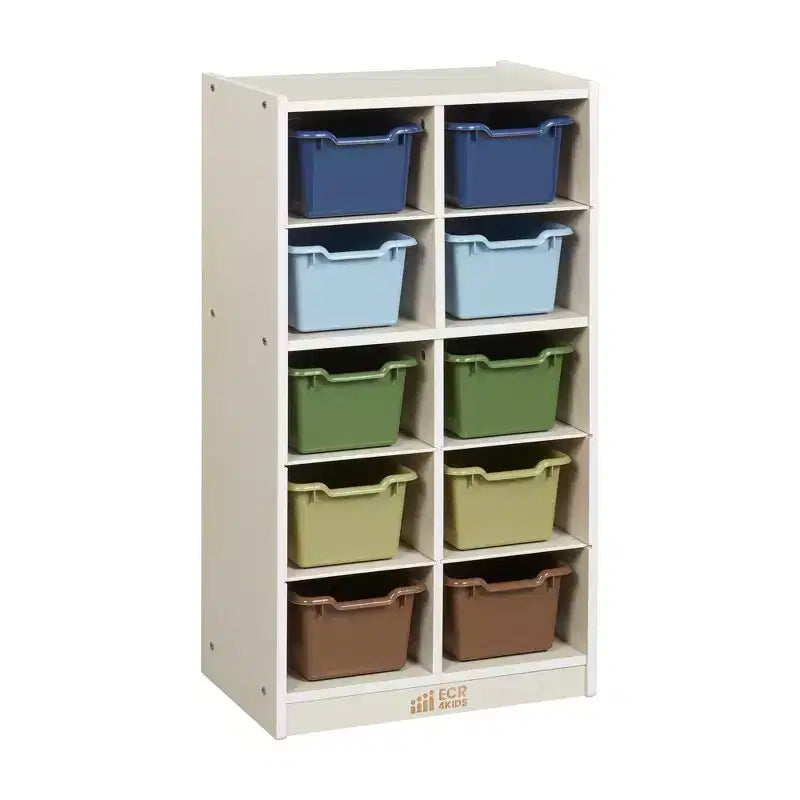 Meuble de rangement mobile ECR4Kids 10 casiers et 10 bacs à façade ouverte, 5x2, Mobilier pour enfants