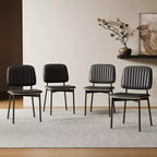 Chaise de salle à manger moderne du milieu du siècle Luck Live, dossier en cuir rembourré, chaise d'appoint élégante pour cuisine, salle à manger, salon, noir