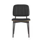 Chaise de salle à manger moderne du milieu du siècle Luck Live, dossier en cuir rembourré, chaise d'appoint élégante pour cuisine, salle à manger, salon, noir
