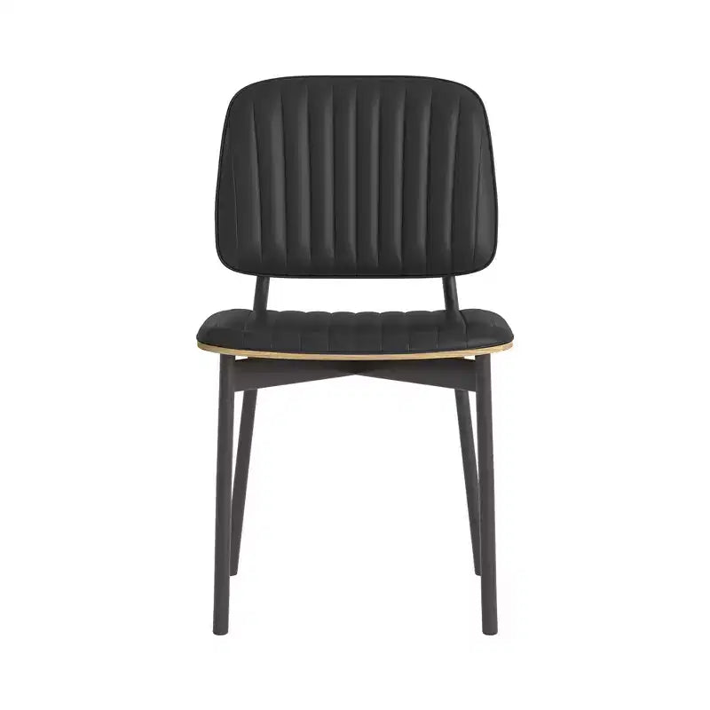 Chaise de salle à manger moderne du milieu du siècle Luck Live, dossier en cuir rembourré, chaise d'appoint élégante pour cuisine, salle à manger, salon, noir