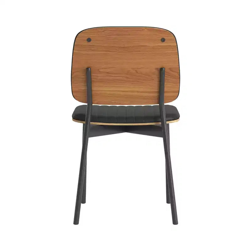 Chaise de salle à manger moderne du milieu du siècle Luck Live, dossier en cuir rembourré, chaise d'appoint élégante pour cuisine, salle à manger, salon, noir