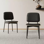Chaise de salle à manger moderne du milieu du siècle Luck Live, dossier en cuir rembourré, chaise d'appoint élégante pour cuisine, salle à manger, salon, noir