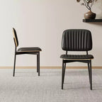 Chaise de salle à manger moderne du milieu du siècle Luck Live, dossier en cuir rembourré, chaise d'appoint élégante pour cuisine, salle à manger, salon, noir