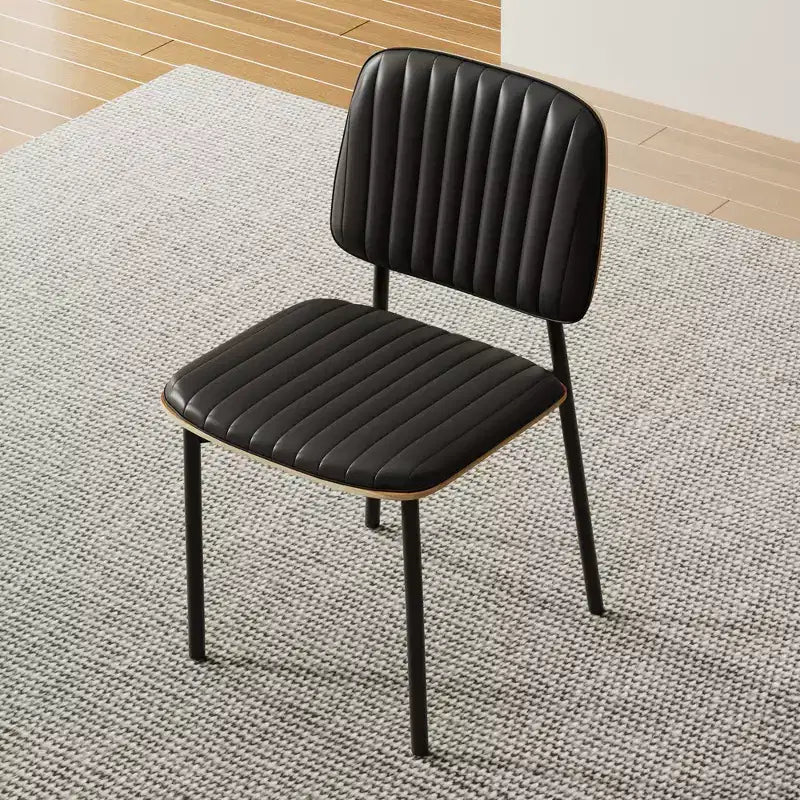 Chaise de salle à manger moderne du milieu du siècle Luck Live, dossier en cuir rembourré, chaise d'appoint élégante pour cuisine, salle à manger, salon, noir