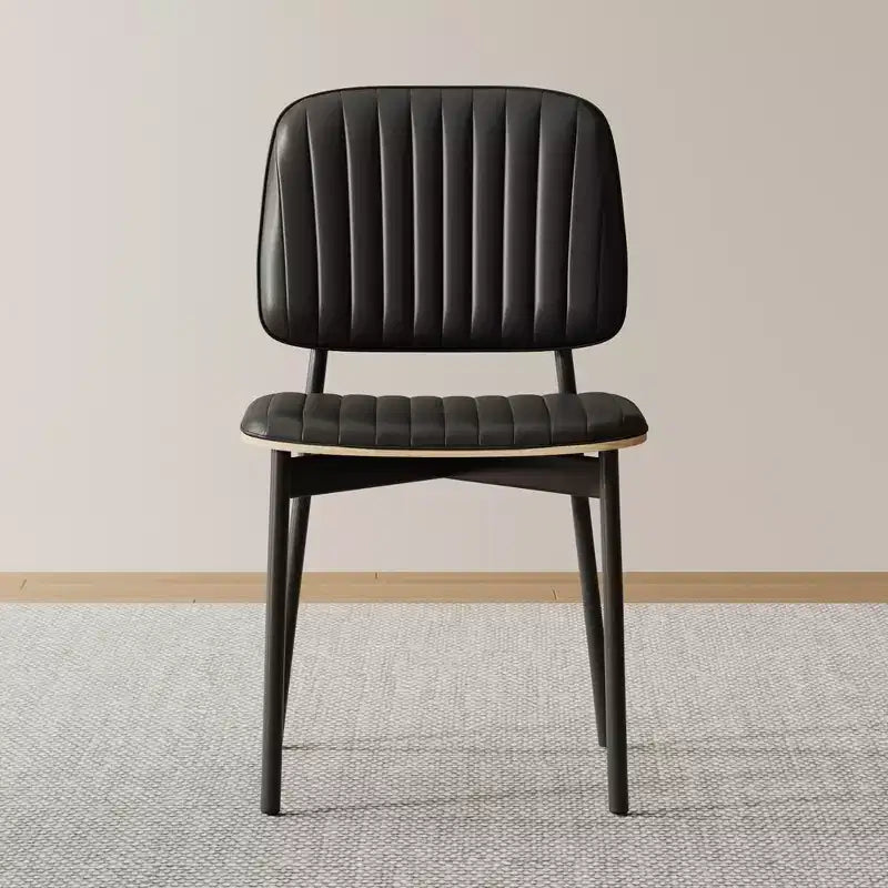 Chaise de salle à manger moderne du milieu du siècle Luck Live, dossier en cuir rembourré, chaise d'appoint élégante pour cuisine, salle à manger, salon, noir