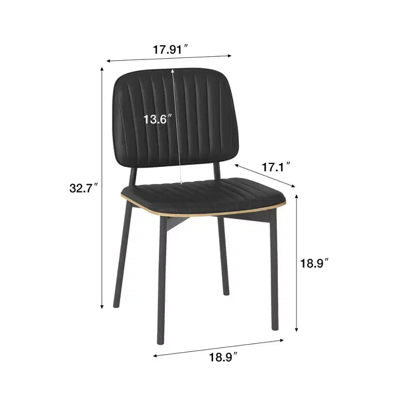 Chaise de salle à manger moderne du milieu du siècle Luck Live, dossier en cuir rembourré, chaise d'appoint élégante pour cuisine, salle à manger, salon, noir