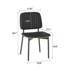 Chaise de salle à manger moderne du milieu du siècle Luck Live, dossier en cuir rembourré, chaise d'appoint élégante pour cuisine, salle à manger, salon, noir