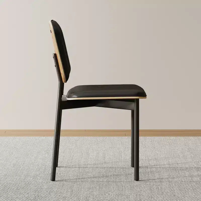 Chaise de salle à manger moderne du milieu du siècle Luck Live, dossier en cuir rembourré, chaise d'appoint élégante pour cuisine, salle à manger, salon, noir