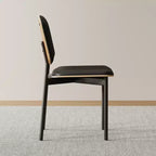 Chaise de salle à manger moderne du milieu du siècle Luck Live, dossier en cuir rembourré, chaise d'appoint élégante pour cuisine, salle à manger, salon, noir