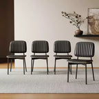 Chaise de salle à manger moderne du milieu du siècle Luck Live, dossier en cuir rembourré, chaise d'appoint élégante pour cuisine, salle à manger, salon, noir
