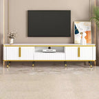 Meuble TV de Luxe Minimaliste de 85 pouces, Meuble TV Moderne du Milieu du Siècle avec Étagère de Rangement Ouverte, Table Console TV avec Armoires et Tiroirs