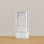 Vitrine blanche avec verre trempé et spot supérieur, bibliothèque minimaliste, présentoir et rangement pour objets de collection, pour bureau/étude/salon