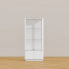 Vitrine blanche avec verre trempé et spot supérieur, bibliothèque minimaliste, présentoir et rangement pour objets de collection, pour bureau/étude/salon