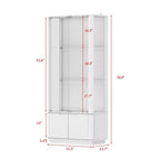 Vitrine blanche avec verre trempé et spot supérieur, bibliothèque minimaliste, présentoir et rangement pour objets de collection, pour bureau/étude/salon