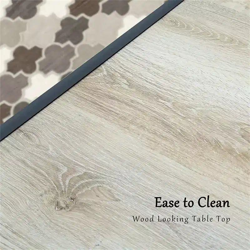 Table d'extérieur en métal avec plateau imitation bois : design carré avec trou pour parasol (1 table)