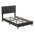 COZONY Velvet Upholstered Twin Bed Frame, Adjustable Headboard Wood Slat Support Metal Frame